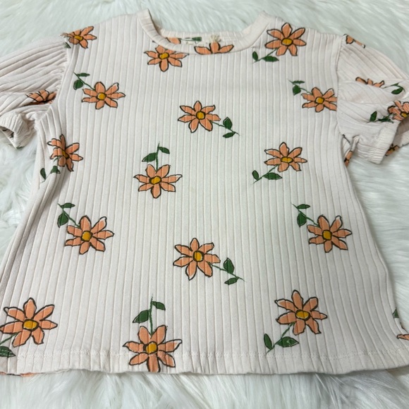 Jessica Simpson Youth Girl Size 6X Floral Ribbed Short Sleeve Shirt - Picture 9 of 14